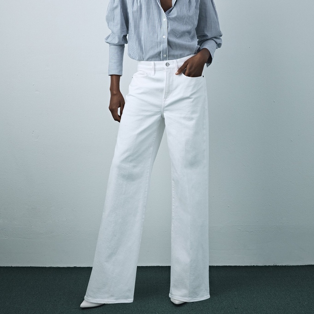 Frame Le California Wide Leg Jeans Blanc / White